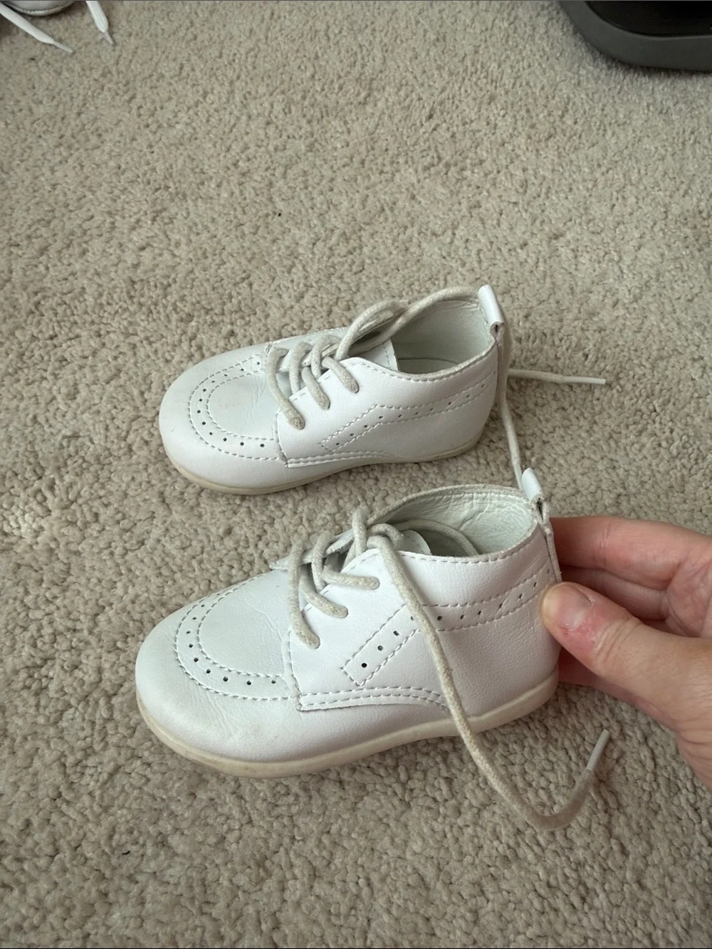 Classic White Leather Lace-Up Kids Shoes
